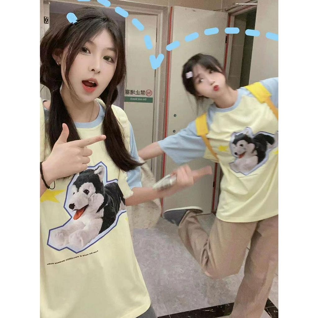 Ethelgirl Áo Thun Tay Ngắn In Họa Tiết Hoạt Hình Raglan Phong Cách Hàn Quốc Thời Trang Cho Nam Và Nữ