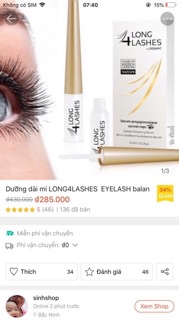 [Bill Ảnh Sau] Dưỡng Dài Mi Long4lashes Balan