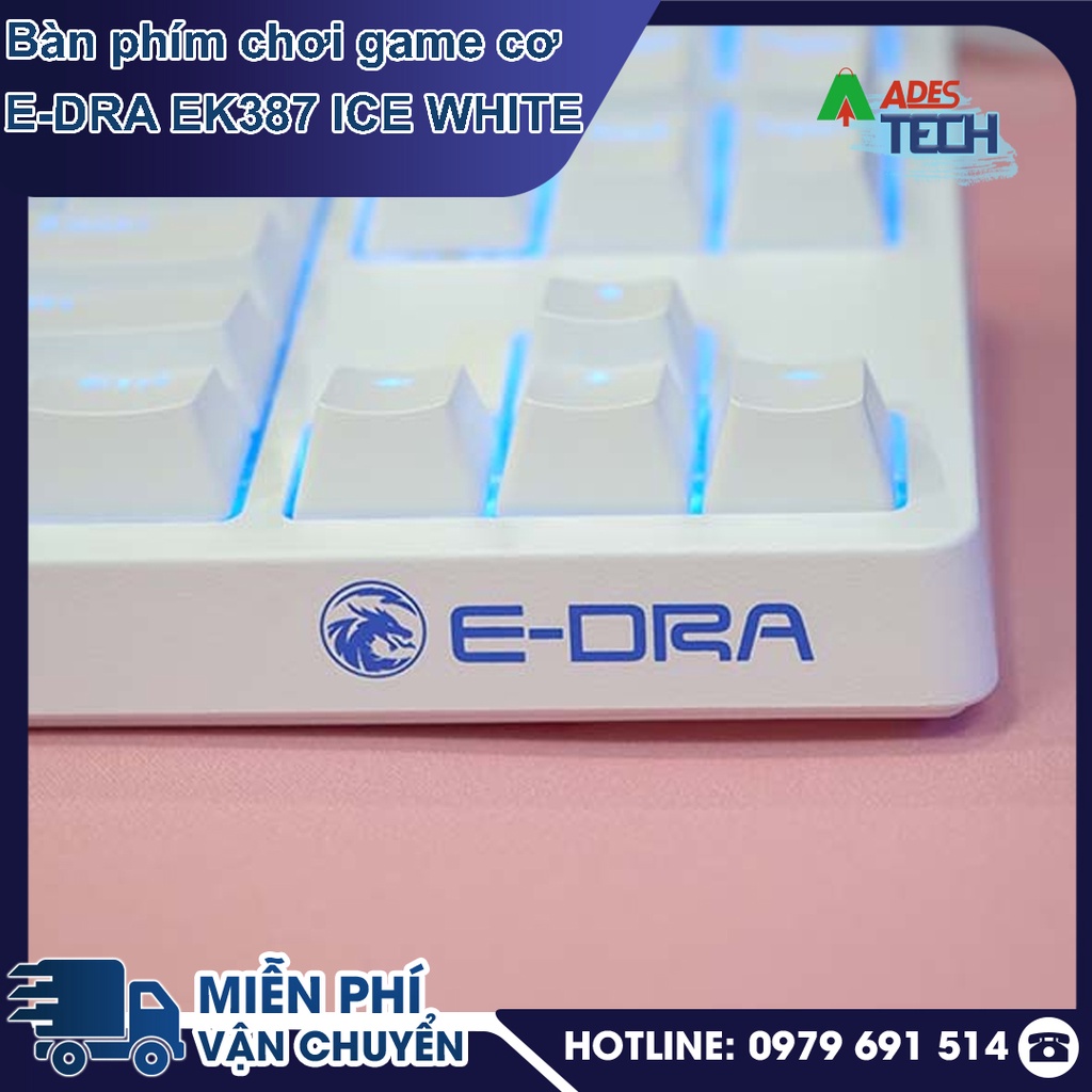 Bàn phím cơ EDRA EK387 Ice White  | Bàn phím cơ Fullsize, 104 phím