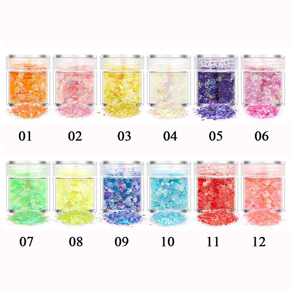 1 Hộp Bột Kim Tuyến Neon Hình Lục Giác Màu Neon Làm Móng Nghệ Thuật Thời Trang