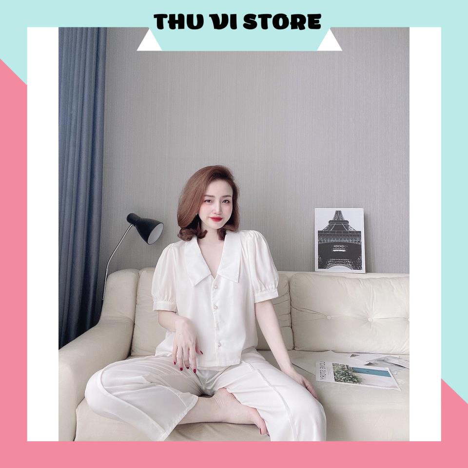 Đồ Lụa Mặc Nhà, Đồ Bộ Nữ Đồ Ngủ Áo Cổ Sen Quần Dài Chất Lụa Santin Mềm Mịn Nhiều Màu Form Dáng Rộng Rãi Dưới 60kg Mặc Vừ | BigBuy360 - bigbuy360.vn