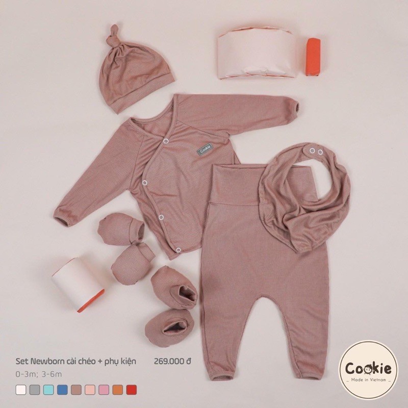 Set Newborn cài chéo Cookie_ Đồ sơ sinh cho bé