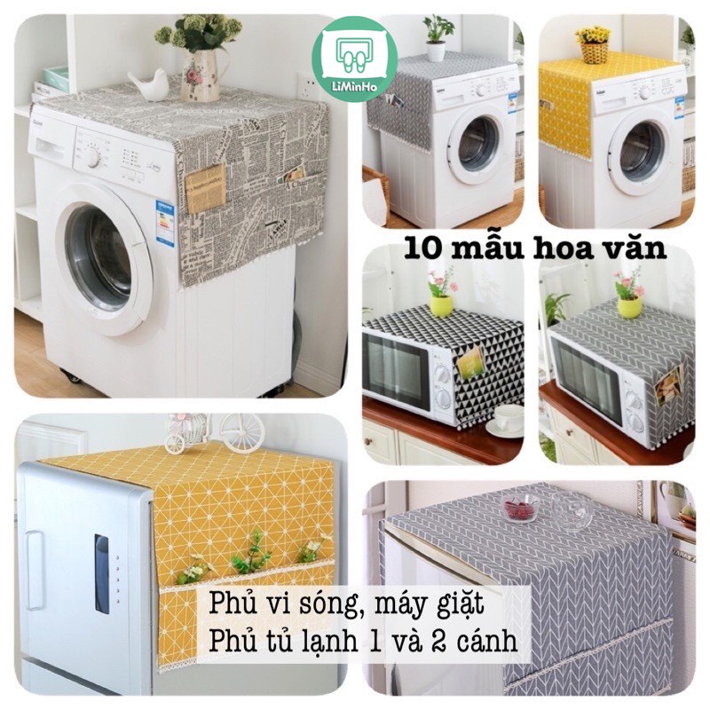 [Mã LIFE20KALL giảm 10% đơn 50K] Khăn phủ tủ lạnh, khăn phủ máy giặt, lò vi sóng vải gai