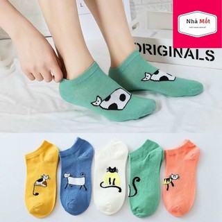 Tất Nam Nữ Cổ Ngắn Hình Cartoon Dễ Thương