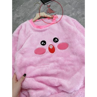 Bộ quần áo gấu lông 🍀freeship🍀bộ quần áo gấu lông màu hồng siêu cute
