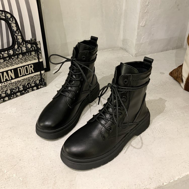 Giày bốt nữ Martin cổ thấp 💥BÁN CHẠY - GIÁ RẺ💥 giày bốt đen nữ phong cách Ulzzang đế cao 2cm | BigBuy360 - bigbuy360.vn