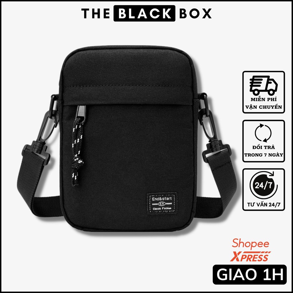 Túi Đeo Chéo Nam Nữ Unisex Messenger Mini Phong Cách Hàn Quốc Thời Trang Đeo Vai K12 Freeship - The Black Box