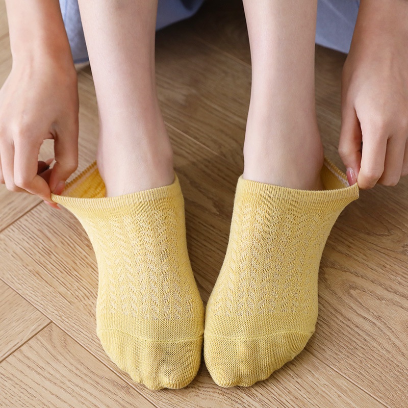 Tất nữ cổ ngắn METAT, set 10 đôi vớ tất lười cổ ngắn họa tiết gân tăm cute dễ thương phong cách Hàn Quốc T59