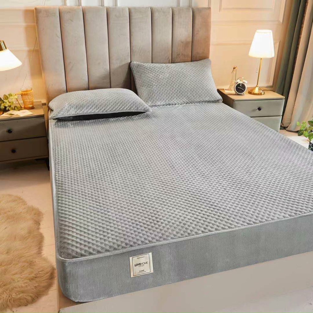 Bộ ga gối nỉ ong , sét ga gối nỉ thu đông cao cấp