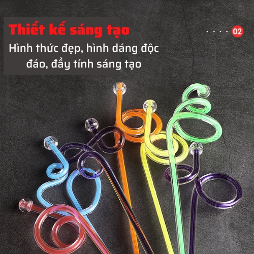 Thanh khuấy sinh tố/coctail 2 lớp que khuấy 2 lòng Acrylic que trang trí nước trái cây nhiều màu sắc an toàn sử dụng