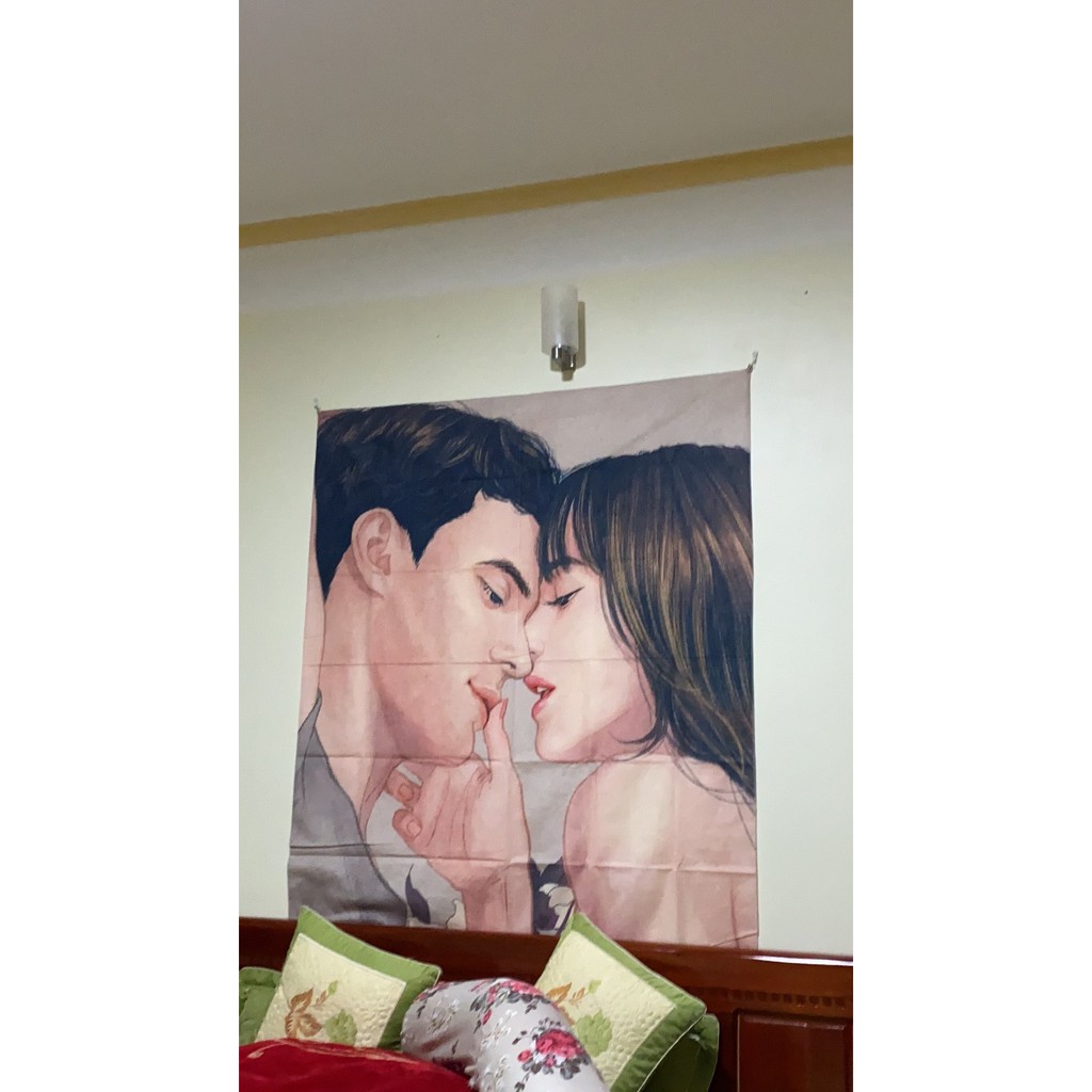 ❤️Tranh vải cho cặp đôi ❤️ có sẵn - Tặng phụ kiện ❤️ thảm treo tường decor trang trí