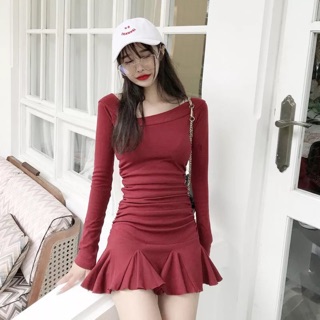 [ORDER] Váy đỏ dài tay cải cổ áo chân váy xoè xinh lắm luôn ạ ❤️❤️🎀
