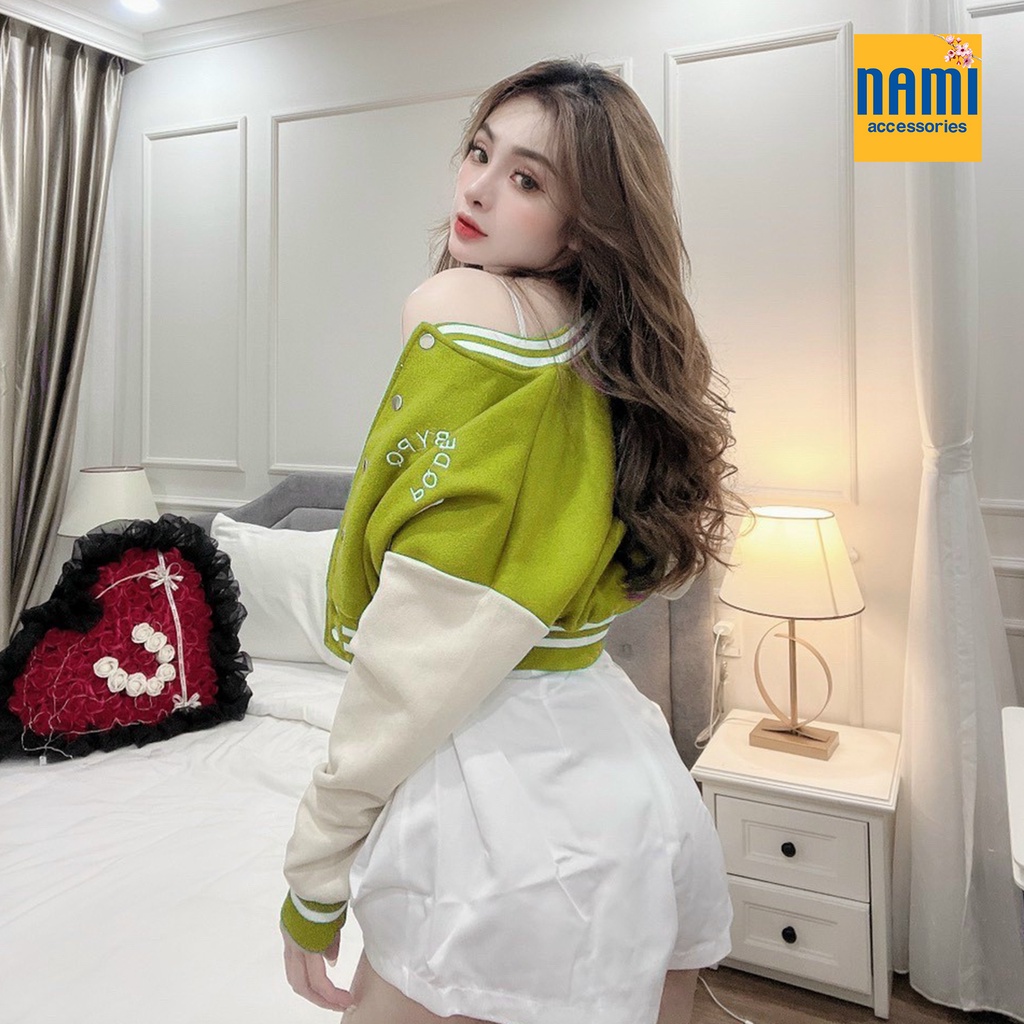 Áo Khoác Bomber Chữ D Chạy Viền Tay Phối Màu Sắc Trẻ Trung Cá Tính Cool Girl - ATNU017