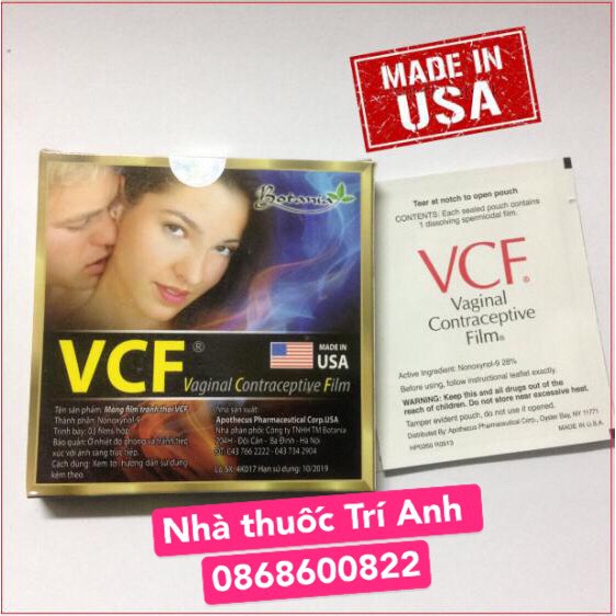 CHÍNH HÃNG - MÀNG PHIM BAO CAO SU TRÁNH THAI VCF HỘP 3 CÁI HÀNG MỸ