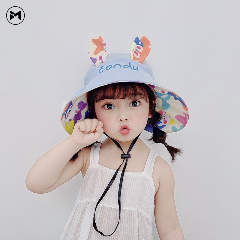 Mũ Lưỡi Trai Nửa Đầu Che Nắng In Họa Tiết Thỏ Dành Cho Bé