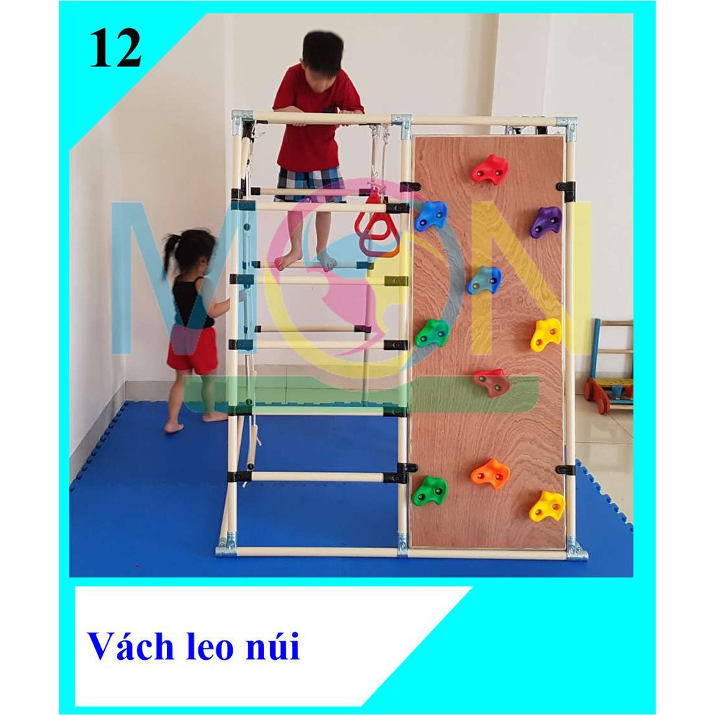 Phụ kiện vách leo núi bộ cao 1.3m – Xà đu đa năng MONMIN – Khung vận động cho bé