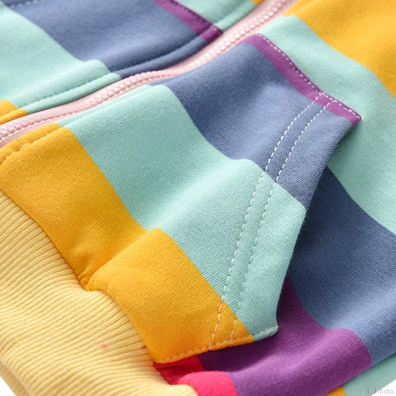 Áo Khoác Hoodie Sọc Cầu Vồng Cho Bé Gái 2-6 Tuổi