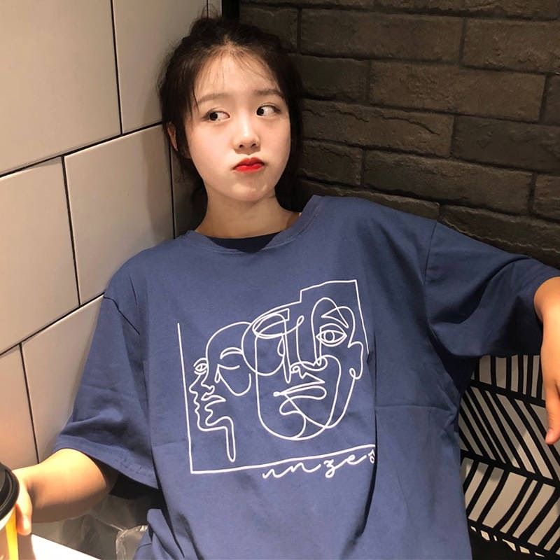 Áo thun tay lỡ unisex 2 gương mặt