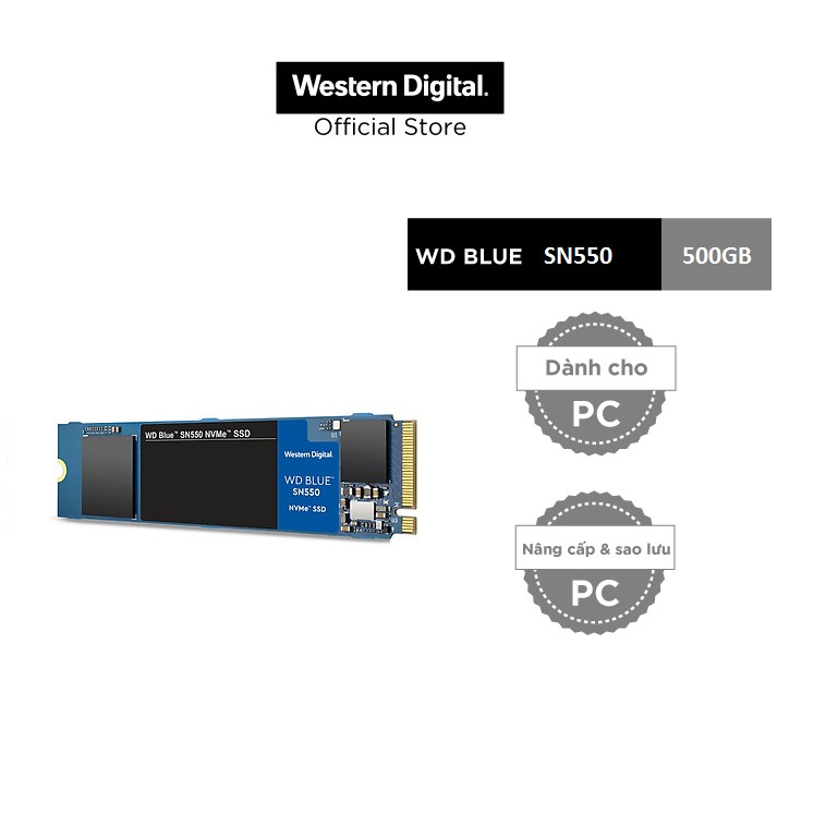 [Mã ELMALL10 giảm 10% đơn 500K] Ổ Cứng SSD WD Blue SN550 NVMe 500GB PCIe Gen 3 M.2 2280 - WDS500G2B0C | WebRaoVat - webraovat.net.vn