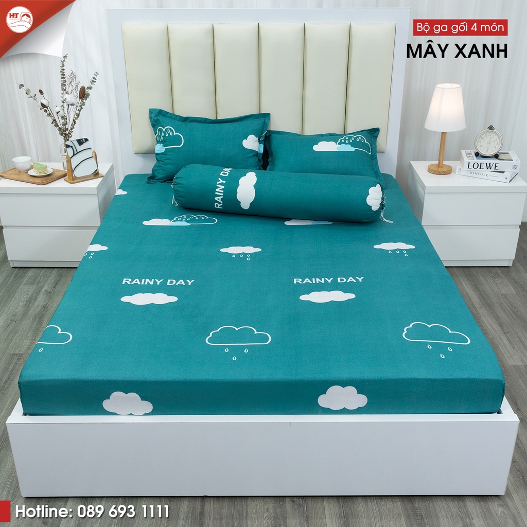Bộ ga giường vỏ gối 4 món Cotton Poly mẫu trẻ hot hit, miễn phí bo chun ga drap giường