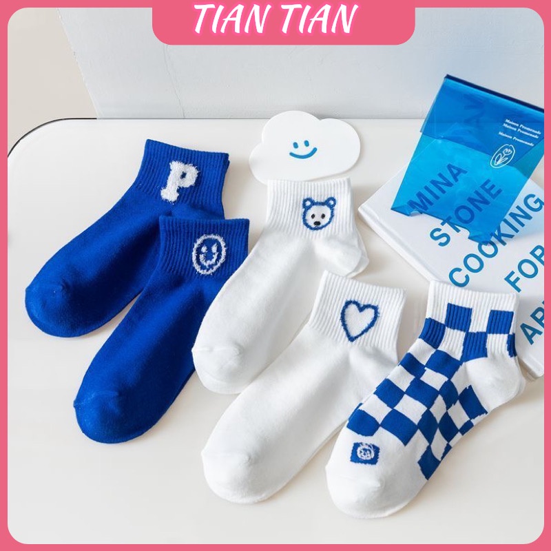 TIAN TIAN T159 Tất nữ ngắn cổ Vớ Cotton Cổ Thấp Thoáng Khí In Họa Tiết Chú Gấu Dễ Thương Thời Trang Mùa Hè Cho Nữ