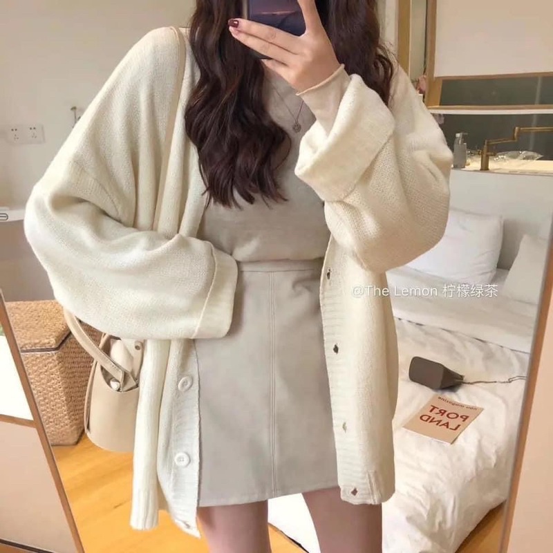 [ SẴN  ] áo khoác cardigan len dài phong cách Hàn Quốc