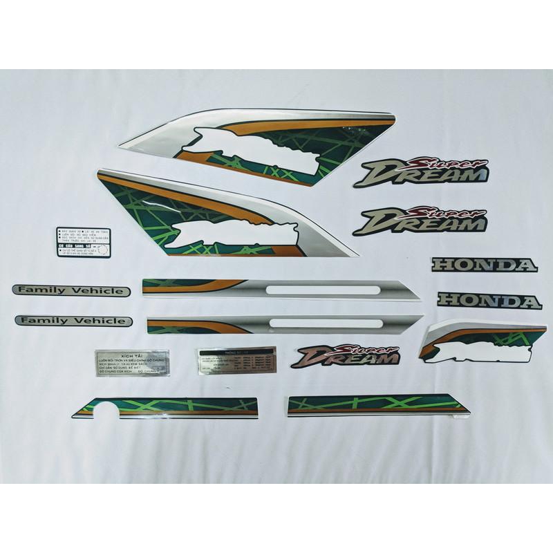 Tem trang trí xe máy SUPER DREAM 2010, TEM 3 LỚP ( MÀU XANH )