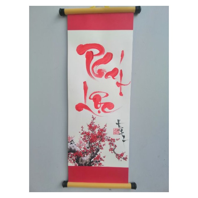 Bộ 2 tranh Phát Lộc Phát tài kích thước 20cm x 54cm  kèm nẹp treo. Quà tết, tranh trang trí nhà cửa.