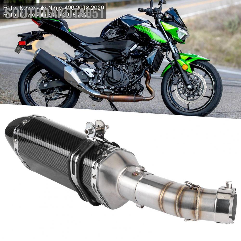 Bộ Ống xả giữa + sau sợi carbon giảm thanh với DB Killer Fit cho xe máy Kawasaki Ninja 400 Z400 2018‑2020