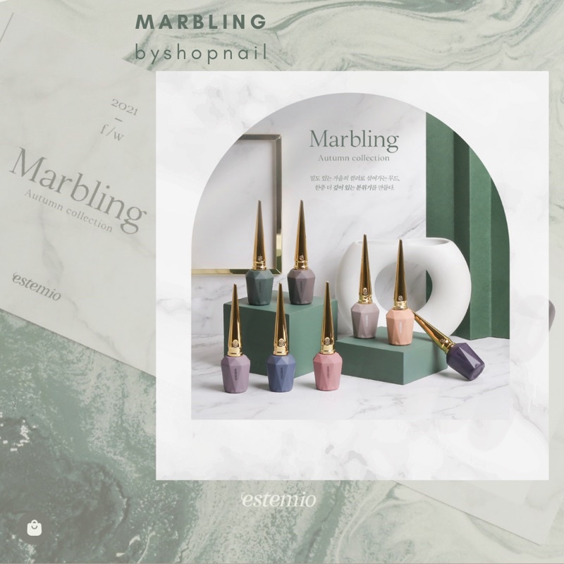 [Estemio] Sơn gel oxygen cao cấp Hàn Quốc tone mùa thu 2021 tách lẻ collection Marbling (1pcs)