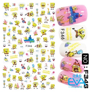 Miếng Dán Móng Tay 3D Nail Sticker Tráng Trí Hoạ Tiết Hoạt Hình Bọt Biển F346