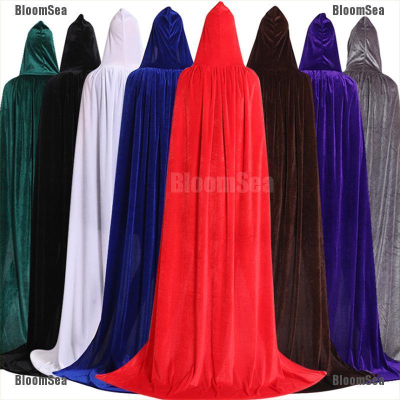Áo choàng có mũ hóa trang ma cà rồng thời trung cổ bằng vải nhung