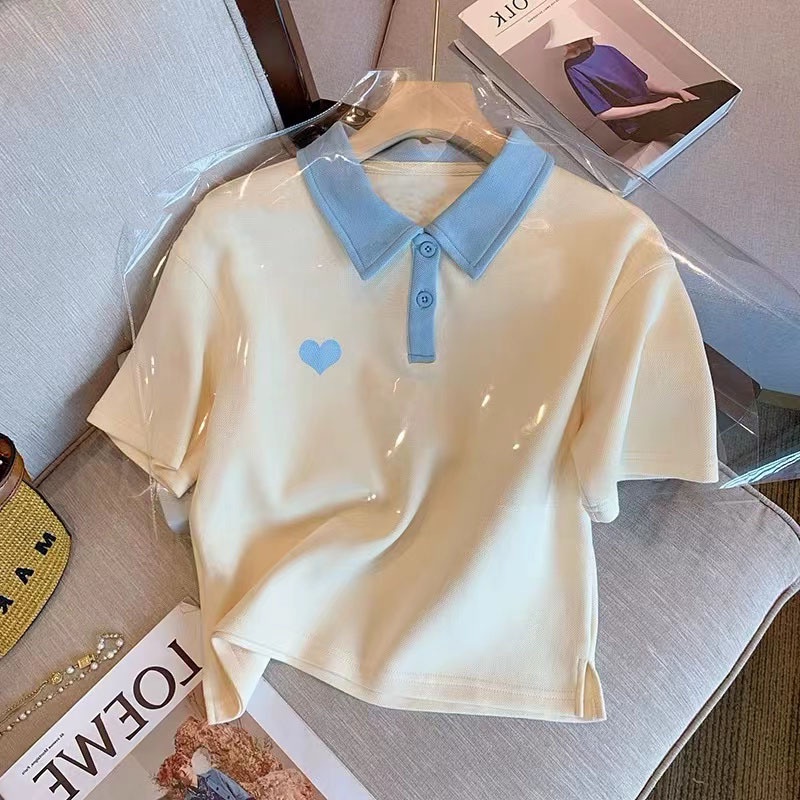 Áo polo Tay Ngắn Vải Cotton In Họa Tiết Dễ Thương Cho Nữ