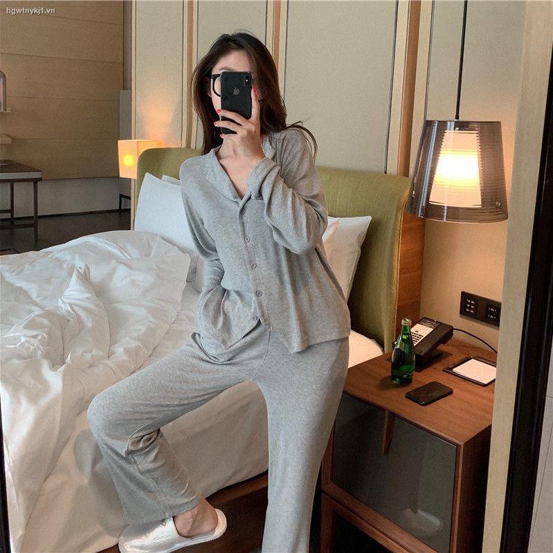 Bộ Đồ Ngủ Pijama Dáng Rộng Kiểu Hàn Quốc Thời Trang Xuân Thu 2021