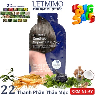 Thuốc Nhuộm Tóc Bạc 22 loại Thảo Mộc LETMIMO Nâu Tự Nhiên_3N, 1 gói 24g