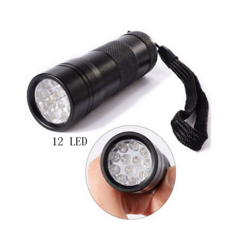 Đèn pin LED UV 12 bóng bằng hợp kim nhôm chống trượt tiện dụng