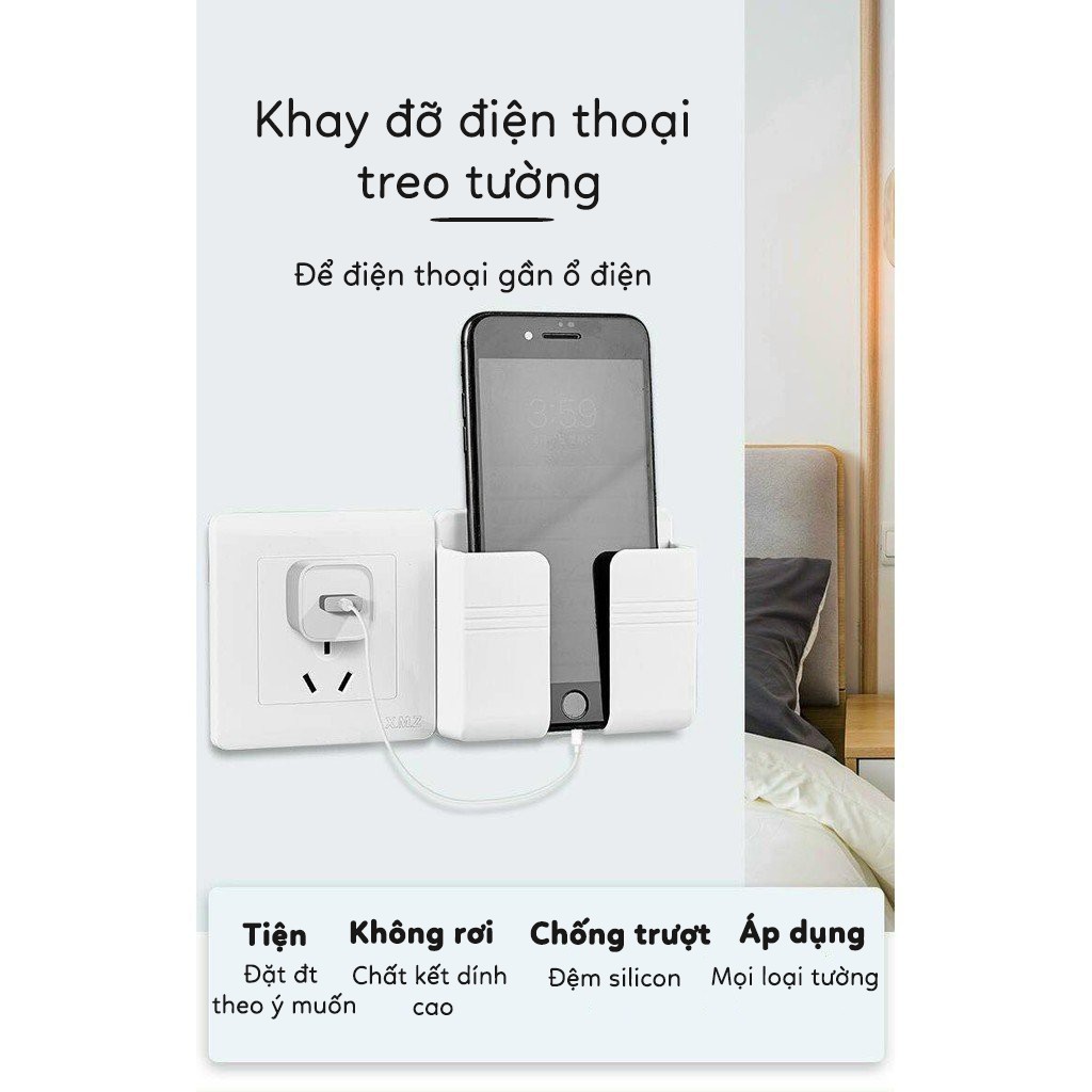 Giá Đựng Điện Thoại, Kệ Điều Khiển Remote Dán Tường Siêu Tiện Dụng