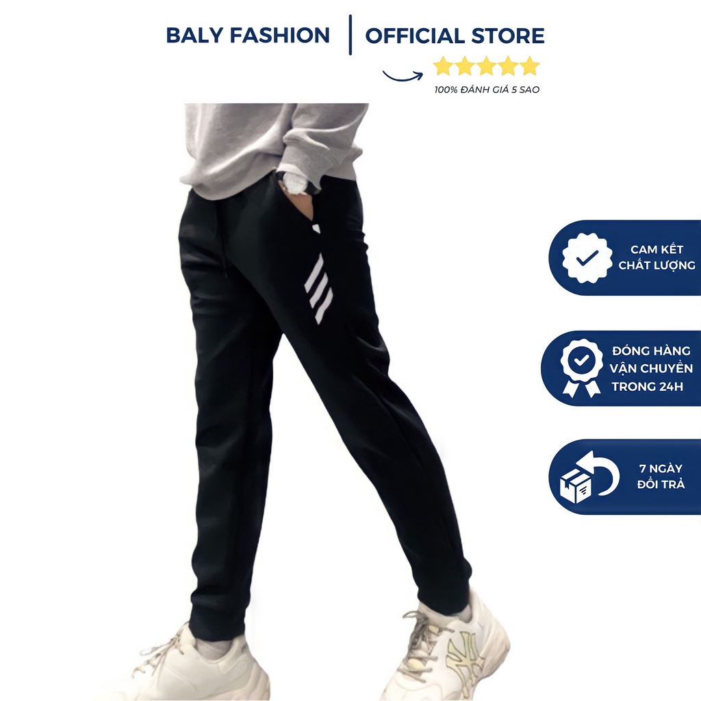 Quần kẻ sọc chéo nam, Quần thể thao nam Jogger Baly chất umi cao cấp