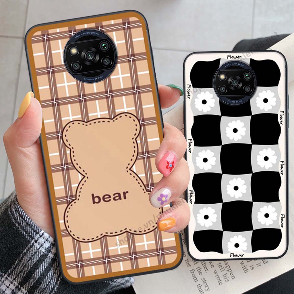 Ốp lưng Xiaomi Poco X3 / Poco X3 Pro ốp điện thoại LineBear, bé tóc xù, hoa siêu đẹp