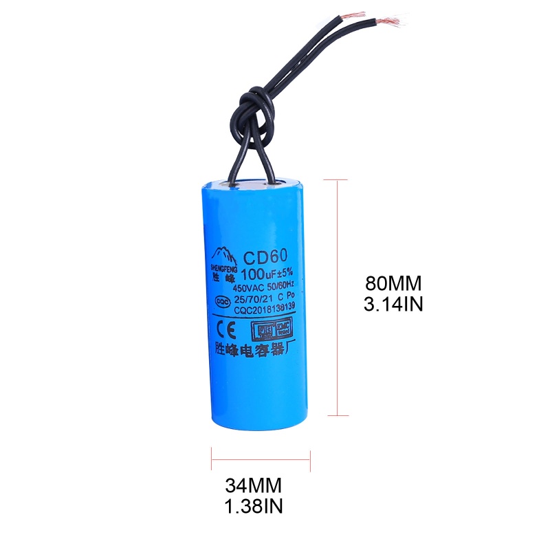 Tụ Điện Một Giai Đoạn Động Cơ Siêu Đơn Loại CD60 100uf