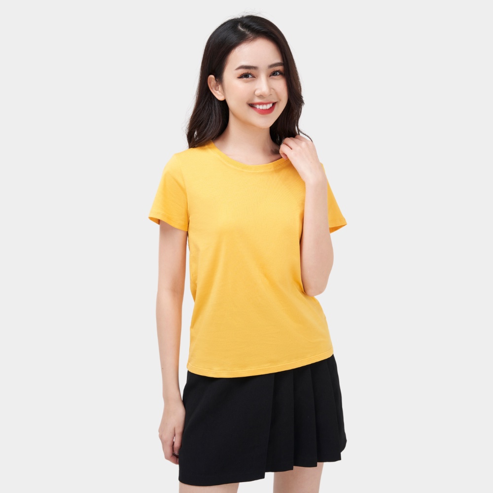 Áo Phông Nữ YODY Ngắn Tay, Áo Thun Cổ Tròn Cotton Thấm Hút Mồ Hôi TSN5346