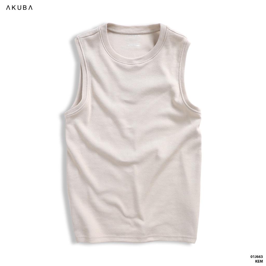 Áo thun ba lỗ nam AKUBA form dáng slimfit cotton thoáng mát nam tính 01J663