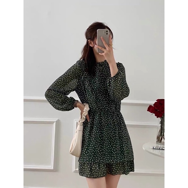 Váy voan bèo ngực chấm bi Zarraa dư sịn, ảnh thật