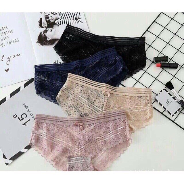 Quần Lót Ren 💖FREESHIP💖 Quần Lót Su Ren Hoa Đính Nơ Tuyệt Đẹp Kiểu Dáng Gợi Cảm Cho Nữ MS670