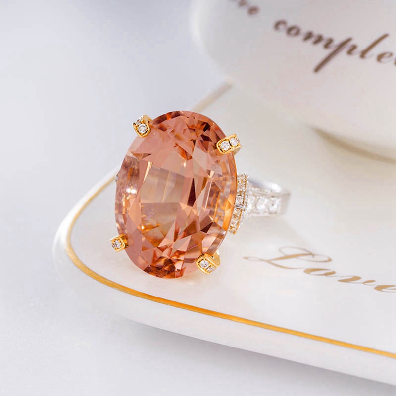 Nhẫn mạ bạc 925 đính đá Zirconia 13x18mm thời trang cho nữ