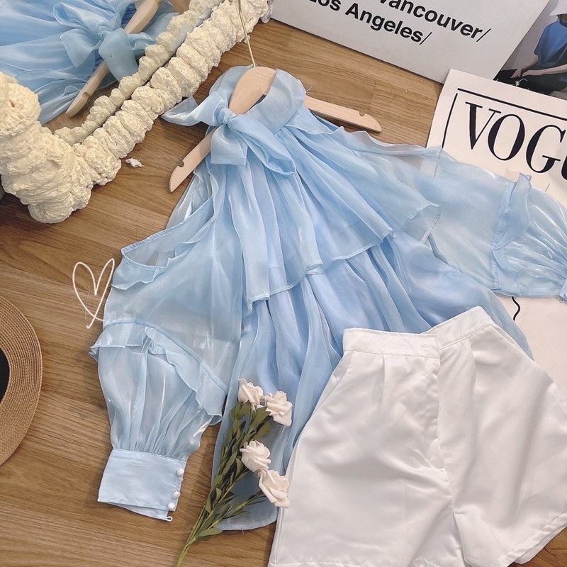 SET ÁO XANH KHOÉT VAI + SHORT