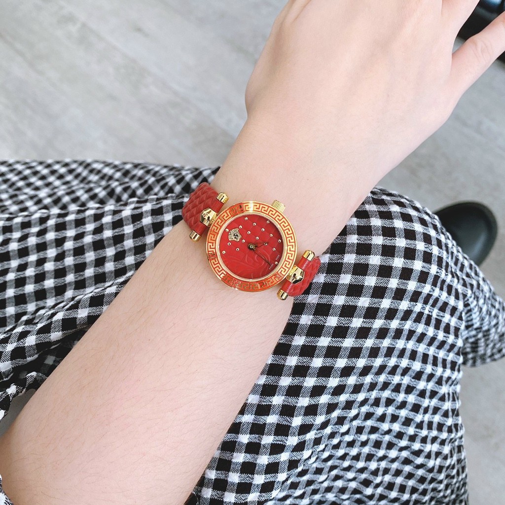 [XẢ HÀNG]Đồng Hồ Nữ Thương Hiệu Versace Mini Vanitas Sành Điệu Dây Da Dày Chống Trầy Chống Nước Cao Cấp Size 30mm