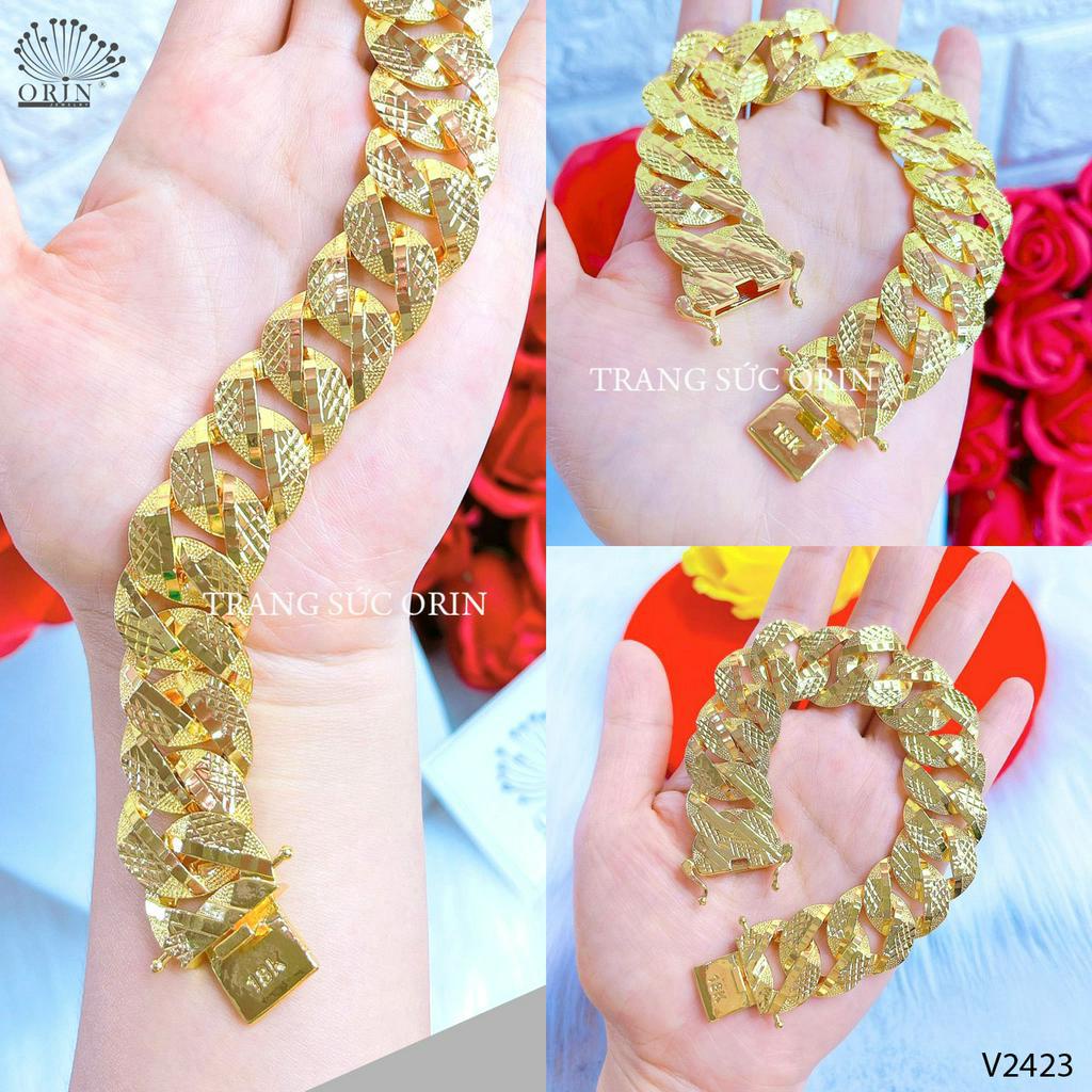 Lắc tay nam nữ, lắc lật bản lớn màu 18 khắc sáng thiết kế cao cấp Orin V2423