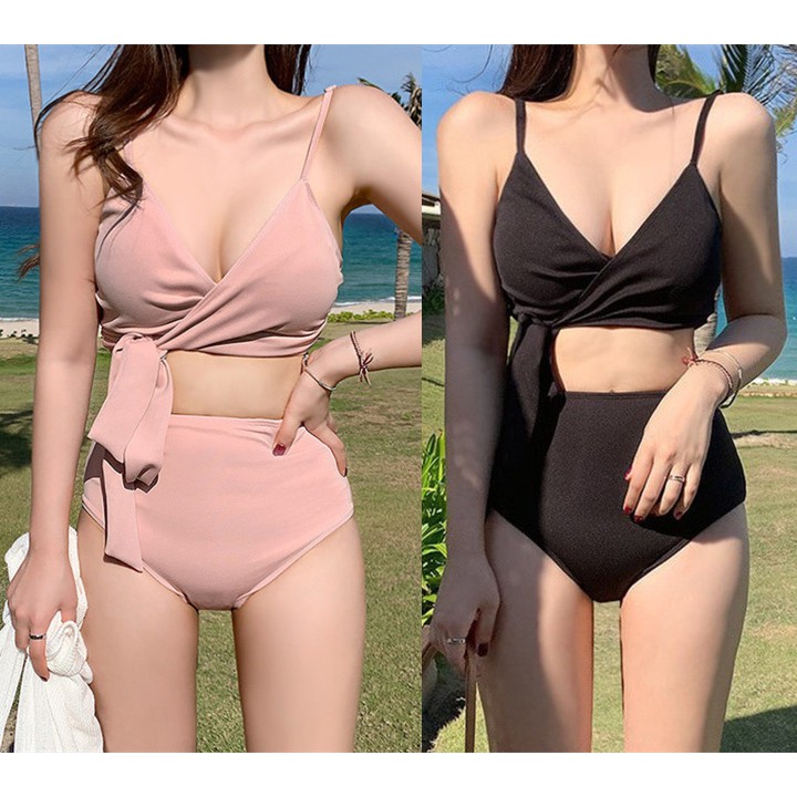 (CÓ VIDEO +ẢNH THẬT) Đồ bơi nữ bikini 2 mảnh cạp cao cột nơ Quảng Châu | BigBuy360 - bigbuy360.vn