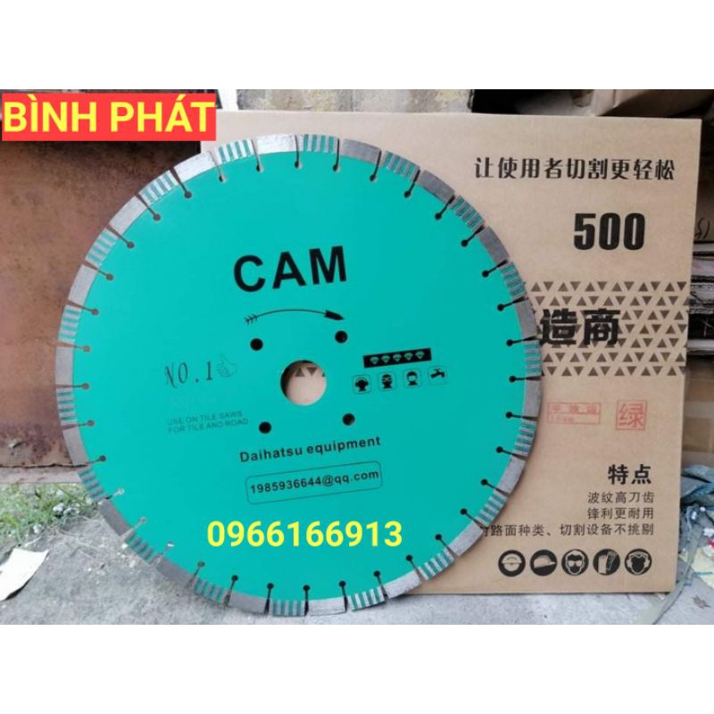 Lưỡi Cắt Bê Tông CAM Nội Địa Phi 500 Xẻ Rãnh, Me Dài Cắt Siêu Ngọt